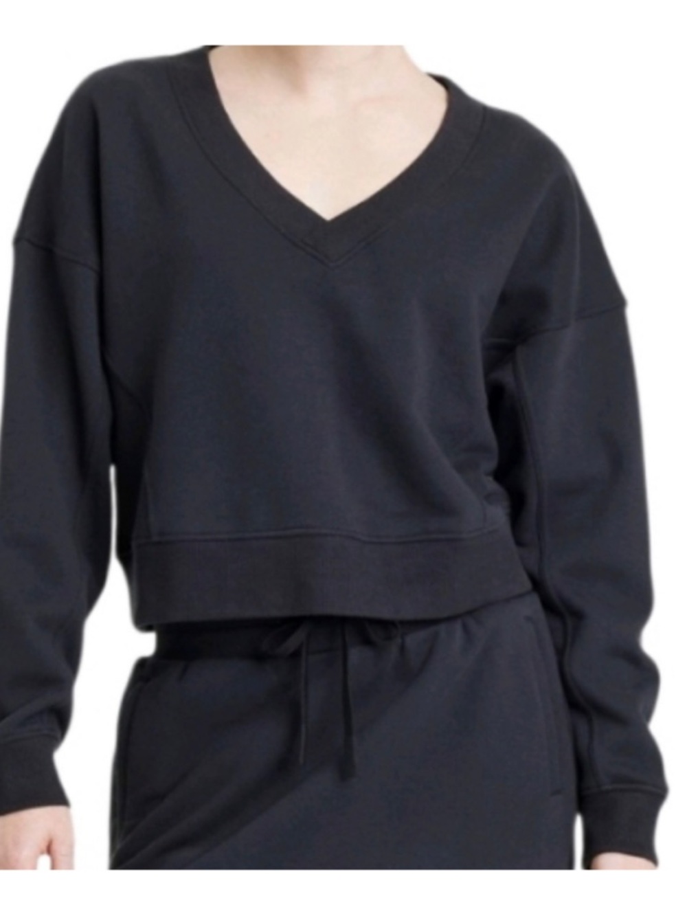 JoyLab Loose Fit Cropped Sweatshirt (Black - Extra Large)